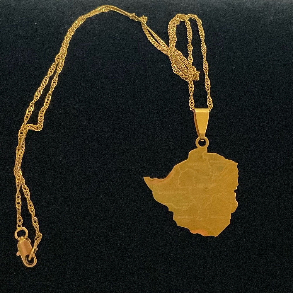 ZIMBABWE MAP PENDANT 18k Gold Plated - Picture 8 of 12